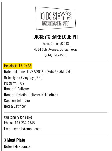 Example receipt